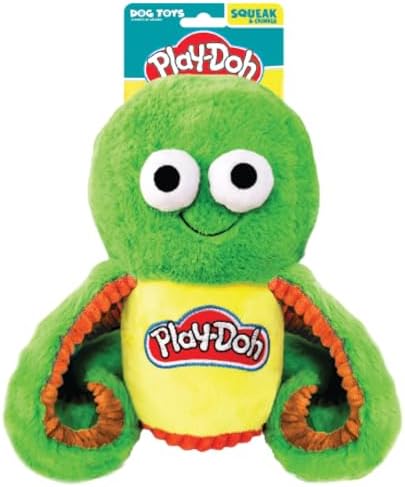 Hasbro 10in Dog Toys Play-Doh Squeak and Crunch Octopus Can - Green