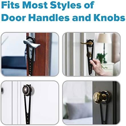 Neobay Cat Door Latch with Stabilizer, Keeps Dogs Out of Litter Box | 7 Sizes Adjustable (1.5-6 Inch), No-Drill Install, Portable, Pinch-Guard Safe, Cat Door Stopper & Holder, Black, 2 Packs