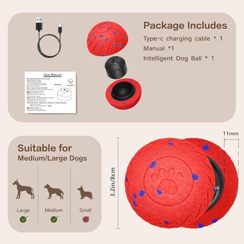 Interactive Dog Ball, Smart Interactive Dog Toys for Medium and Large Dogs