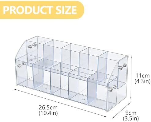 Cat Treat Holder Organizer, 2 Tier 10 Compartment Clear Acrylic Storage Rack for Lickable Wet Treats, Countertop Display Stand for Pet Tubes and Squeeze Up Pouches