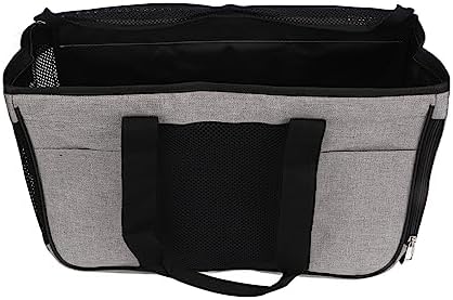 Breathable Cat Carrier with Roll - Up Door, Portable Soft Cat Travel Carrier for Small Cats and Puppies up to 7.5 kg, Oxford Cloth Pet Carrier with Double Zipper and (Grey with Black)