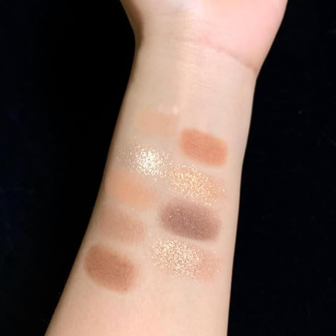 Kayswang 9 colors glitter eyeshadow palette makeup palette matte high pigment color cream texture natural eye shadow powder eye shadow palette in autumn and winter long lasting waterproof (pink brown)