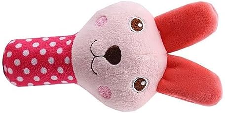 FECAMOS Pet Teething Toy, Interactive Rabbit Pet Biting Toy Teeth Grinding Soft Anxiety Reduction Bite Resistant Rose Red for Outdoors for Bedroom