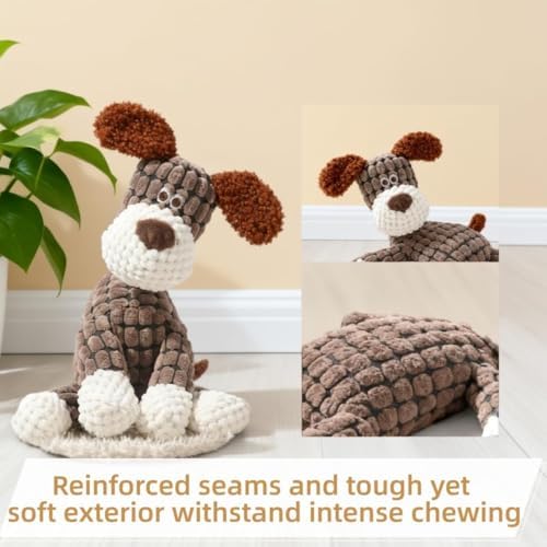 Dog Toys for Aggressive Chewers, 2026 New Indestructible Dog Toy, Interactive Dog Squeaky Toys Soft Puppy Chew Toy for Small Dogs (Brown+Green)