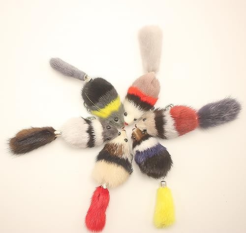 Fosrion Real Mink Fur Cat Toy with Three Section Retractable Carbon Fiber Rod for Cats (3 Mink Fur Mouse, Only Tail)