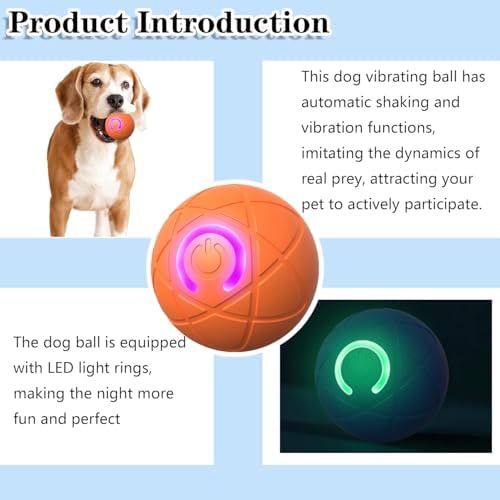 IRIDESCENT Interactive Dog Toys Dog Balls Activated Automatic Rolling Ball for Puppy Small Dogs Smart Jumping Automatic Moving Bouncing and Rotating Ball Vibrating Keep Them Busy
