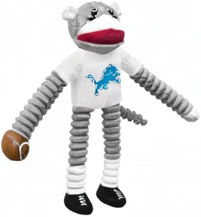 Littlearth NFL Detroit Lions Sock Monkey Pet Toy, Team Color, One Size