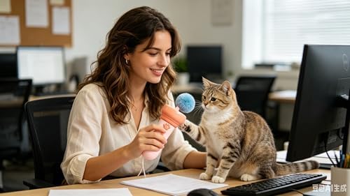 Hands-Free Electric Cat Toy Interactive Teaser Entertainment Toy for Kitten, One-Click Pop Out & Auto Retractable Cat Wand Toy with Soft Balls, Kitten Teaser Toys for Indoor Cats (Pink)