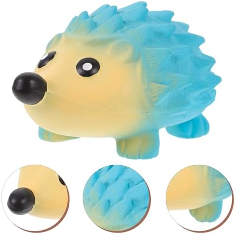 POPETPOP Bite-Resistant Hedgehog Squeaky Dog Toy for Small Puppies 5.31 Inch Latex Chew Toy for Teeth Cleaning and Interactive Play
