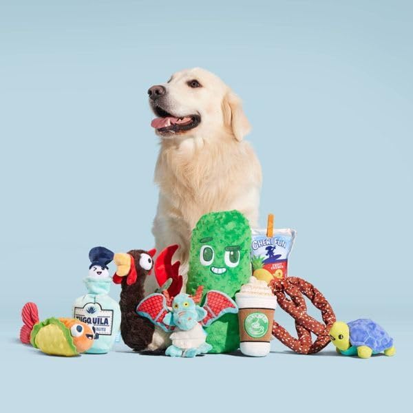 Big Dill Bill Pickle Dog Toy Plush Squeaky Crinkle Stuffed Dog Toy for Small Medium and Large Dogs Packed with Fluff Dual Squeakers Soft Green Chew Toy for Indoor Play and Cuddling