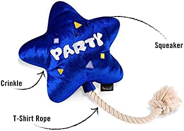 P.L.A.Y. Cute Plush Dog Toy - Birthday Party Celebration Themed Durable Squeaker Chew Toy, for Puppies & Small, Medium, Large Dog - Machine Washable, Recycled Material (Best Day Ever Balloon, Medium)