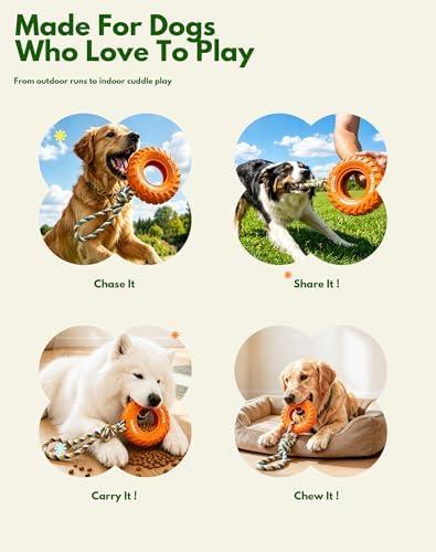 Dog Chew Tire Toy, Tether Natural Rubber Puppy Teething Toy-6.3'' Orange