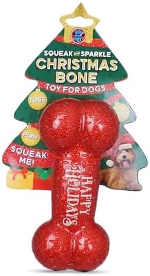 Bow Wow Pet Happy Holidays Glitter Bone Squeaky Dog Toy