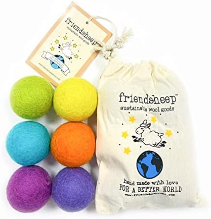 Friendsheep Eco Wool Pet Toy Ball - Cat, Ferret, Small Dog - Fair Trade, Handmade in Nepal, Eco-Friendly - 100% Wool, 6-Pack (Balls x6, Rainbow Land)