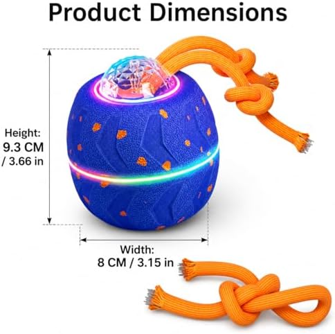 Smart Interactive Dog Ball, Automatic Rolling with LED Glow, E-TPU Dog Ball, Toy for Dog
