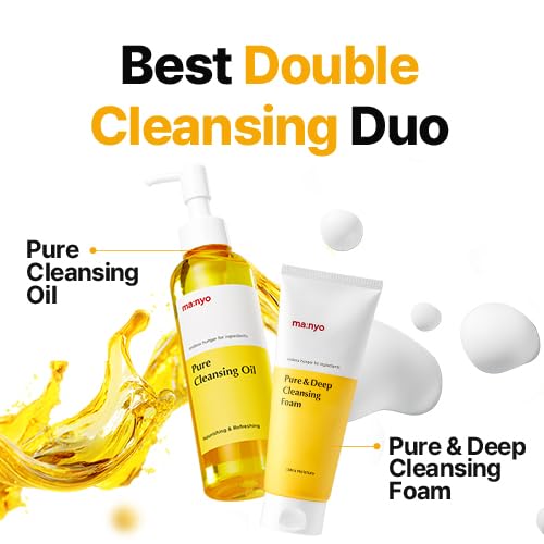 MANYO Pure Cleansing Oil Korean Facial Cleanser, Blackhead Melting, Daily Makeup Removal with Argan Oil, Korean Skin care 6.7 fl oz *(2 Pack)