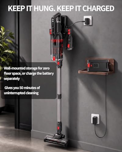 Pet Cordless Stick Vacuum Cleaner, Upright Vacuum Cleaning | XL Dust Cup | LED Headlights| Tangle-Free| Hepa Filiter| Portable,Lightweight| 50-Min Runtime| 80000RPM Motor