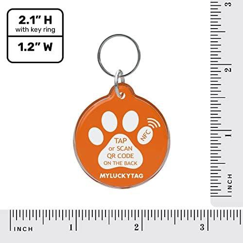 MYLUCKYTAG NFC&QR Code Personalized Dog Cat Tag, Online Pet Profile, Scan QR Receive Instant Pet Location Alert Email