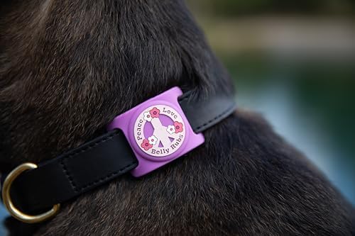Two Tails Peace Love Belly Rubs Collar Holder Compatible with Apple AirTag