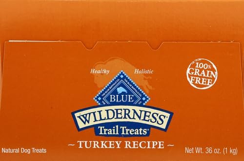 Blue Buffalo Wilderness Trail Treats Crunchy Dog Biscuits Grain-Free and High-Protein Dog Treats, Turkey Recipe 36-oz Box (Pack of 3)