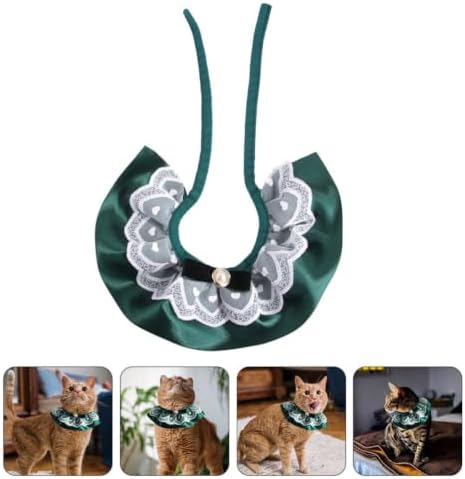 Cat Polyester Adjustable Lace Collar with Pearl Bow for Photos