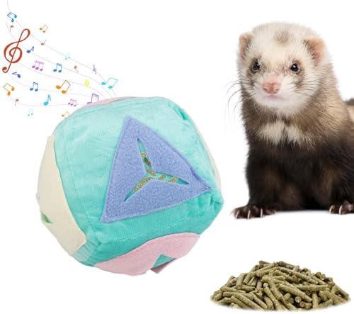 Ferret Toy with Bell, Washable Puzzle Feed Game Ferret Foraging Ball Toy for Boredom, Snuffle Ball Treat Dispenser Exercise Ferret Enrichment Toys for Cage, Toys for Ferrets, Hedgehog, Rat