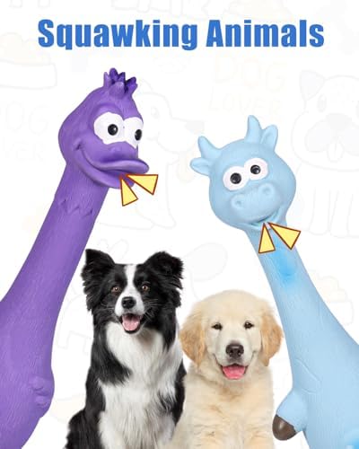 Dog Toys Squeaky, Funny Animal Interactive Latex Rubber Squeak Pet Toy Pack for Puppy Small Medium Breed Dogs