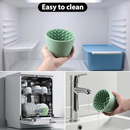 Dog Slow Feeder Lick Bowl - Non-Slip Licking Treat Dispenser for Small Medium Large Dogs, Promotes Anxiety Relief & Prevents Choking, Easy to Clean Feeding Bowl (Green, S)