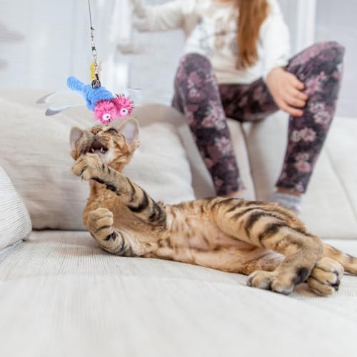 UEETEK Dragonfly Cat Toy Replacement Heads 5 pcs Cat Teaser Wand Refills Interactive Fishing Pole Toy Attachment Safe Material Indoor Play for Cats and Kittens 4.72 X 5.90 X 0.78 in