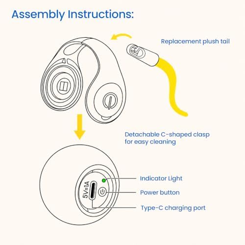 Automatic Rolling Cat Toy, 2-Speed Interactive Ball with Sound & 3 Replaceable Tails for Indoor Cats(Blue)