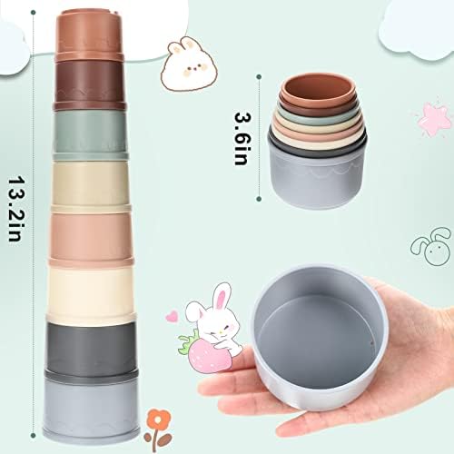 8 Pcs Stacking Cups for Bunny, Multi-Colored Reusable Rabbits Bunny Toys