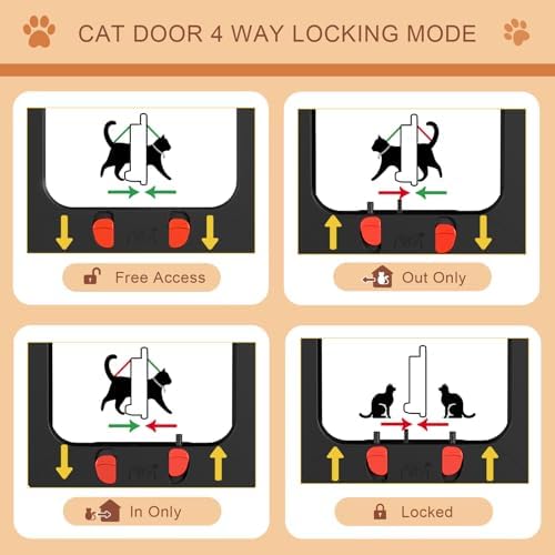 Smart Cat Door 4 Way Locking with Collar Sensor 4pcs