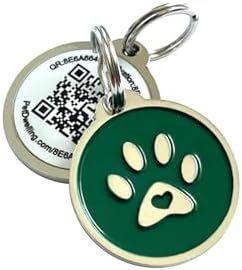 Pet Dwelling QR Pet Tag – Easy Scan Instant Location Alerts, Online Pet Profile with AI Feature for Dogs & Cats (Green Paw)