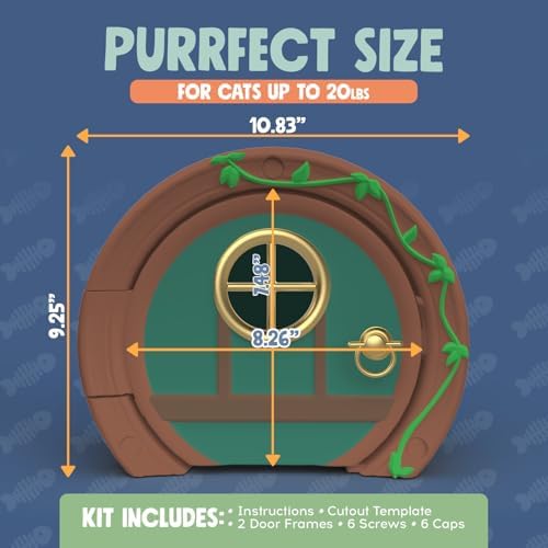 Gnome® Door Cat Door for Interior Doors - Stylish & Functional with No Flap, Lockable, and Easy Installation, Spacious Large Kitty Door for Cats Up to 20 lbs, Private and Comfortable Pet Door