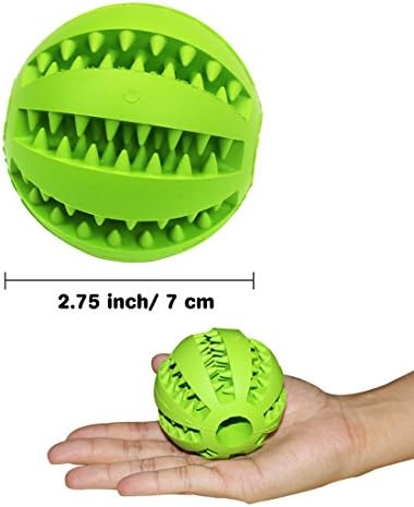Idepet Dog Toy Ball, Nontoxic Bite Resistant Toy Ball for Pet Dogs Puppy Cat, Dog Pet Food Treat Feeder Chew Tooth Cleaning Ball Exercise Game IQ Training ball,2 Pack- Blue & Green