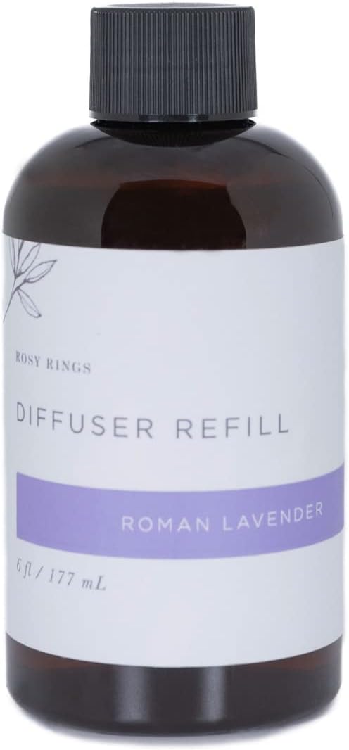 Rosy Rings Fragrance Diffuser Oil Refill 6oz - Aromatherapy, Scented Air Freshener Deodorizer Oil, Scented Refill for Home, Kitchen, Living Room, Decor Gifts Essential Oils (Roman Lavender)