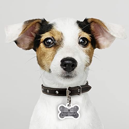 QR Code Dog Tag Personalized Pet Id Silent Cat Tags Engraved Name Plate with Online Profile («Russian Warship Go F*uck Yourself»)
