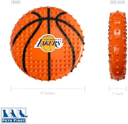 Pets First NBA LA Lakers Hard-Nylon Bacon-Flavored Basketball Chew Toy, Indestructible Dog and Cat Chewy Toy, Tug, Fetch Toy, Sporty Fun Toy for Dogs