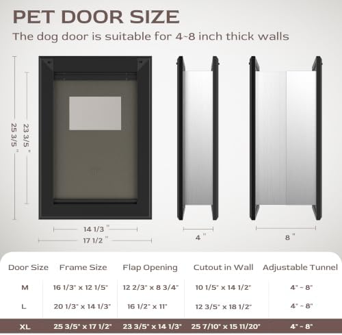 Heavy Duty XLarge Dog Door for Wall, Energy Efficient Dog Door