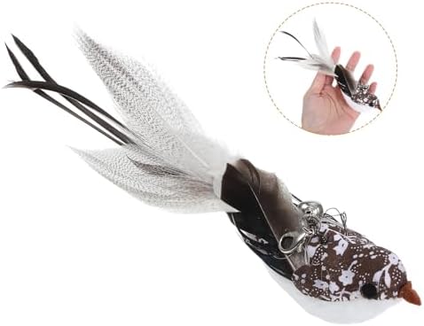 Toddmomy Cat Plumage Replacement Attachment with Long-Tailed Songbird Plumage Head Interactive Cat Wand Refill Pet Accessory and Exercise