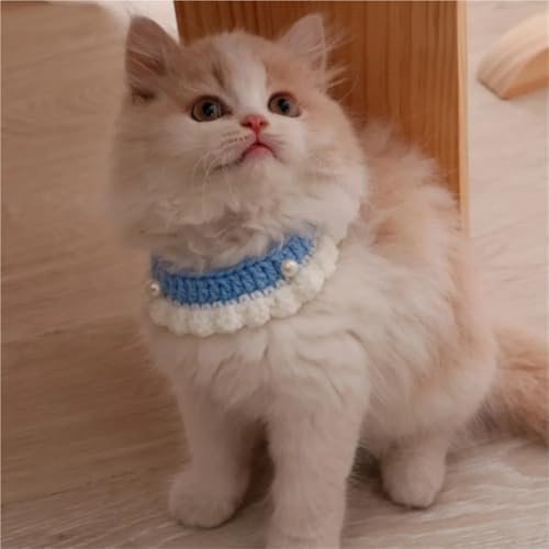 Pet Collars Handmade Knitted Pet Scarf Collar Wool Crochet Bandana for Cat Kitten