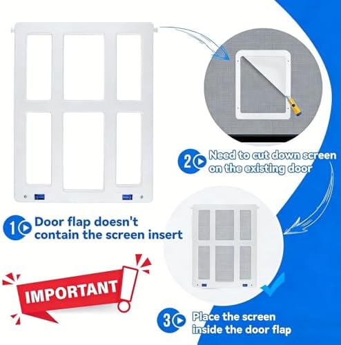 Namsan Cat Door for Screen Door, Passage 8.3 x 10.3 inches, Small Dog Door for Sliding Door, Cat Screen Window, Magnetic Flap Auto Closing, Screen Door with Doggie Door Built in, Lockable, White