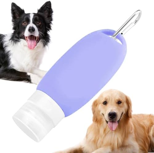 Refillable Silicone Travel Bottle for Dog 3oz (90ml) | Small Refillable Squeeze Bottles with Carabiner | Food-Safe Material