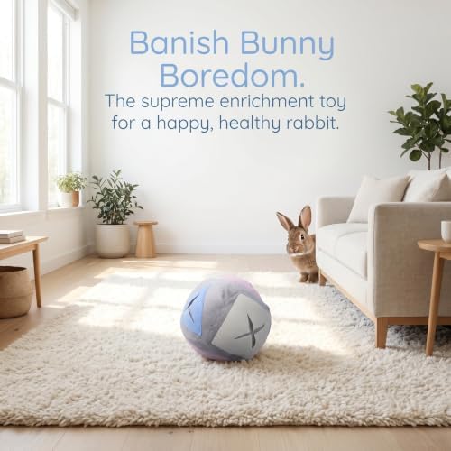 Rabbit Snuffle Ball Treat Dispenser for Bunnies and Rabbits Cloth Material Exercise Enrichment and Mental Stimulation Ball with Smooth Surface for Indoor and Open Areas