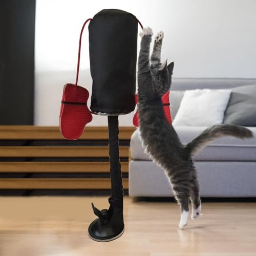 Punching Bag Toy, Interactive Boxing Toy with Dangling Gloves for Indoor Pets, Kitten Exercise Play