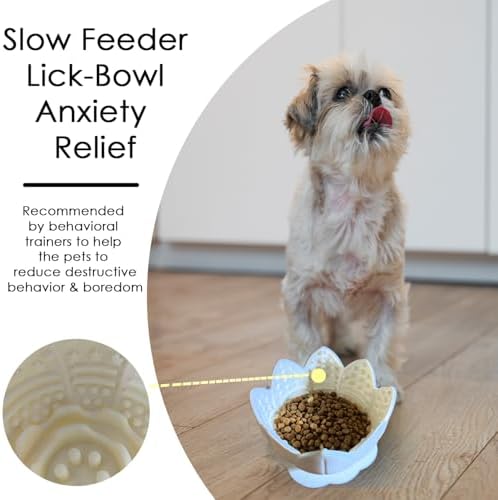 Dog Lick Bowl,Anxiety Relief Slow Feeder Dog Lick Mat Treat Dispenser, Non-Slip Licking Bowl Enrichment Toys for Small Medium Breeds Dogs (Purple, 12x12x7.6CM)