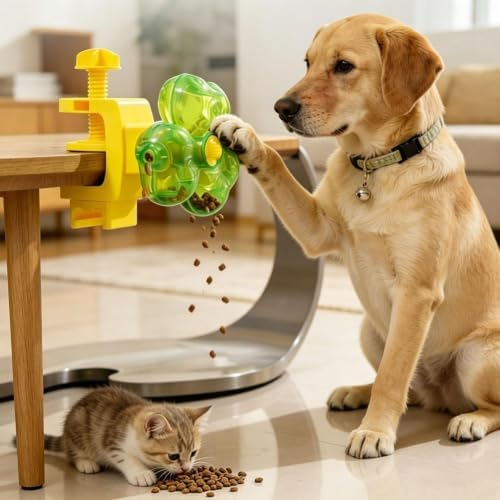 Wall Mounted Interactive Cat Treat Dispenser Slow Feeder Toy (Orange)