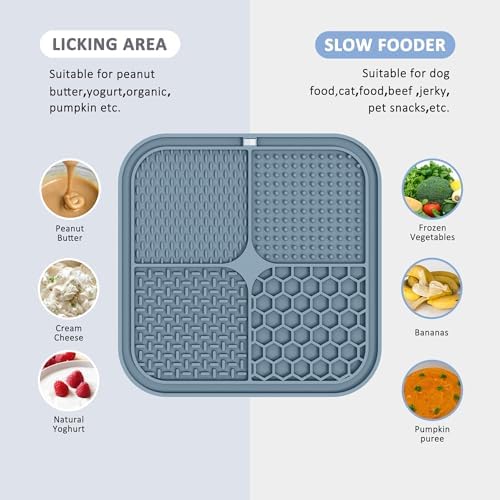 ChefAide 2 Pack Lick Mat for Dogs,Cats,Upgraded 8.5×8.5 inches Licking Mats with Suction Cups,Slow Feeder Licking Pad for Anxiety Relief and Boredom Reducer,Suitable for Dog Training