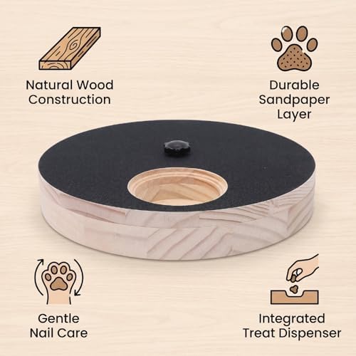 Yosoo Rotating Dog Nail File Scratch Board with Treat Dispenser for Safe Nail Care and Natural Scratching Behavior