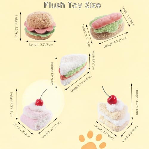 5Pcs Plush Pet Toy, Realistic Food Shaped Chew Toy for Cat, Relieve Boredom (5)